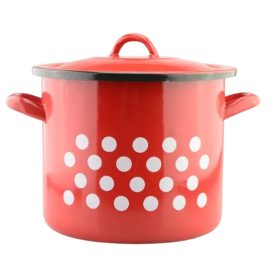 Family fazék piros zománc pöttyös 8l
