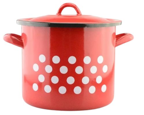 Family fazék piros zománc pöttyös 8l