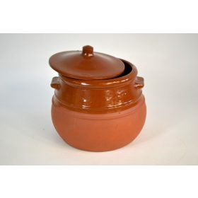   SÜTŐTÁL HASAS KERÁMIA FEDŐVEL BARNA MÁZAS 3,5L 22*24 CM