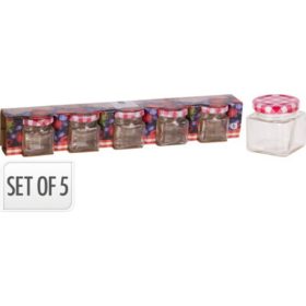   Family borcan pentru conserve 50ml set metal cu capac 5 buc diam.:4,5cm m:5cm