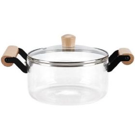   Family lábas 5l fedővel, fa füllel boroszilikát üveg 20x20x19cm