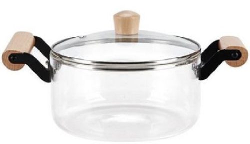 Family lábas 5l fedővel, fa füllel boroszilikát üveg 20x20x19cm