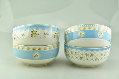 Family müzlistál kék, rózsa mintával m 4f. m:7cm átm:15cm 510ml