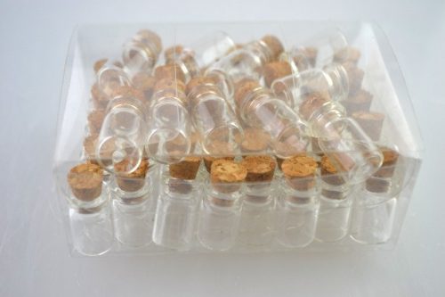 Family sticlă cu dop de plută diam.:12mm m.:20mm 50 buc/pvc set.