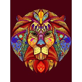   Family pictură cu diamante set - 30x40 cm - oroszlán mandala - cerc în formă de strasszokkal