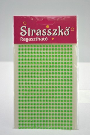 Family strasszkő ragasztható átm:4 mm, 27x18 cm, 486 db strassz/lap, 25, világoszöld