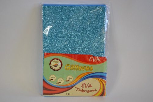 Family spumă decorativă cu glitter (eva) albastru deschis 2mm 10 a4