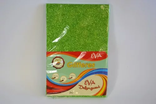 Family spumă decorativă cu glitter (eva) verde deschis 2mm 10 a4