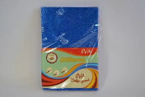 Family spumă decorativă cu glitter (eva) s.albastru 2mm 10 a4