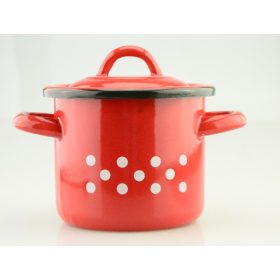 Family oală roșu email cu buline 1l