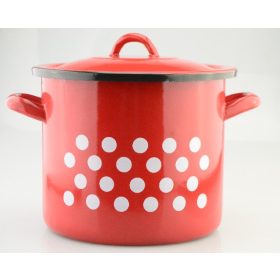 Family oală roșu email cu buline 8l