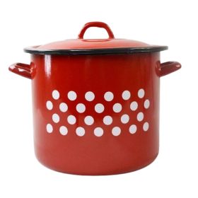 Family fazék piros zománc pöttyös 10l