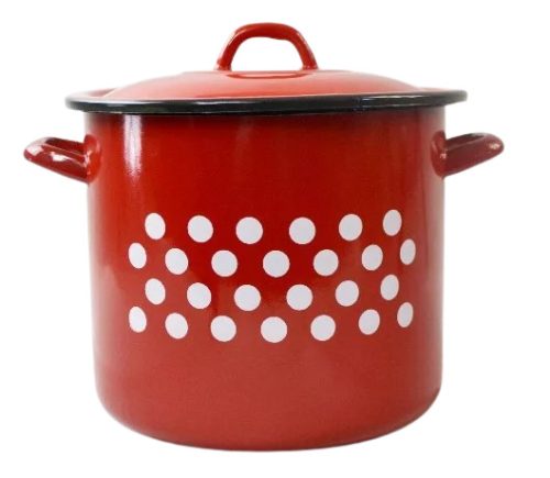 Family fazék piros zománc pöttyös 10l