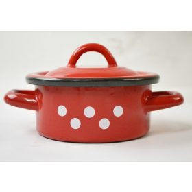 Family oală roșu email cu buline 0,5l