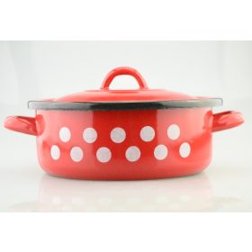 Family oală roșu email cu buline 1l