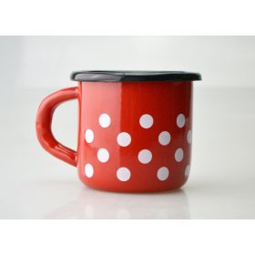 Family cană roșu email cu buline 0,25l