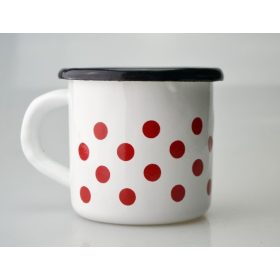 Family cană alb email cu buline 0,25l