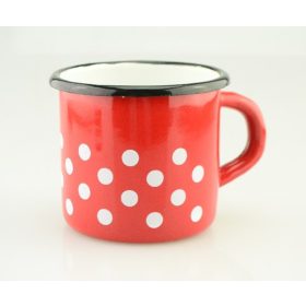 Family cană roșu email cu buline 0,4l