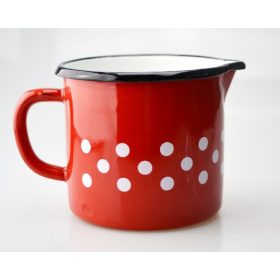 Family turnător roșu email cu buline 0,6l