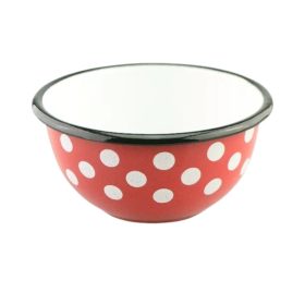 Family müzlistál piros zománc pöttyös 12cm