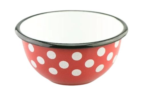 Family müzlistál piros zománc pöttyös 12cm