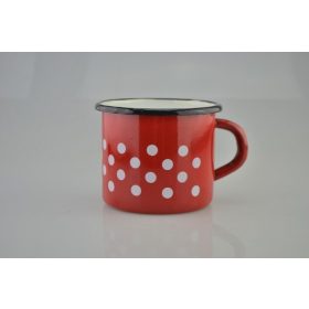 Family cană roșu email alb cu buline 0,5l