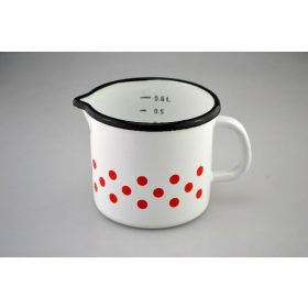 Family turnător alb email roșu cu buline 0,6l