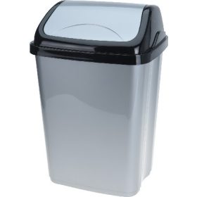 Family coș de gunoi basculant cu capac 16l gri/negru