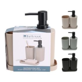   Family de baie set, dozator de săpun și săpunieră pp. 15x7,3x16,5cm 3 modele