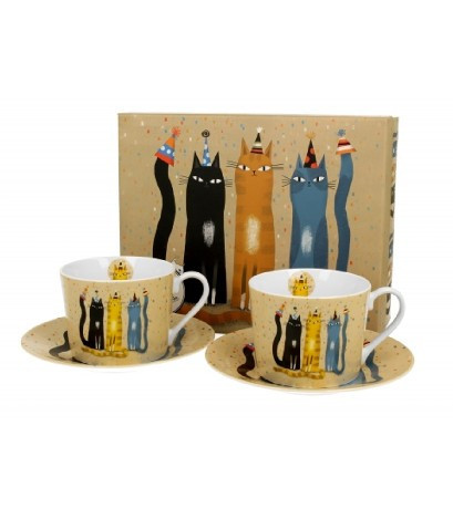 family csésze+alj 2sz. porc. 230ml "cat's world" party