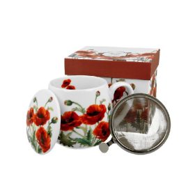 Family cană butoi cu filtru 430ml porțelan classic poppies