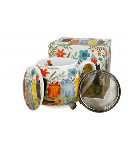 family bögre szűrős hordó porcelán 430ml "garden felines"