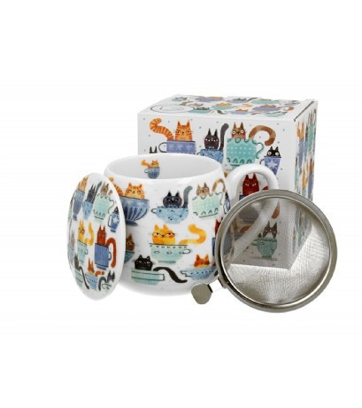family bögre szűrős hordó porcelán 430ml "teacup cats"