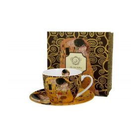 Family csésze+alj porcelán 250ml klimt kiss brown