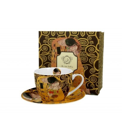 family csésze+alj porcelán 250ml klimt kiss brown