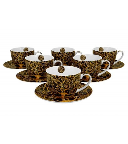 family csésze + alj 6sz. porcelán 250ml klimt kiss tree of life