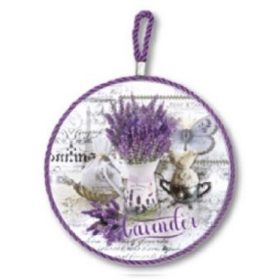   Family suport metalic de perete ceramică cu lavandă 16x16cm