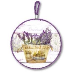   Family suport metalic de perete ceramică cu lavandă 16x16cm