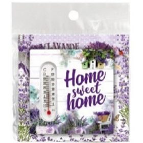  Family termometru ceramică cu lavandă 10x10cm "home sweet home"
