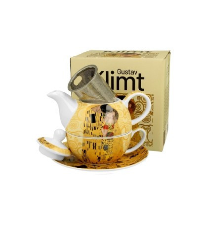 Family teakanna szűrős + csésze aljjal 300/350ml klimt kiss ekrü