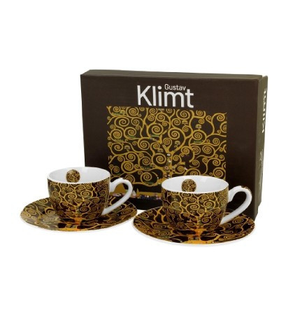 family kávéskészlet 2 személyes csésze+alj 110ml klimt életfa barna
