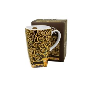 Family bögre szögletes porcelán 650ml klimt életfa barna