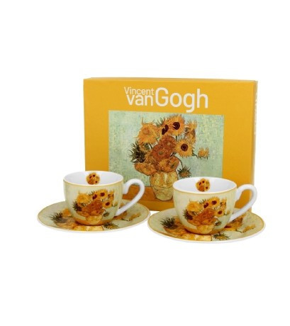 family kávéskészlet 2 személyes csésze+alj 110ml v.v.gogh napraforgók
