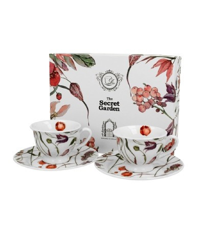 family kávéskészlet 2 személyes csésze+alj 100ml virág - meadow