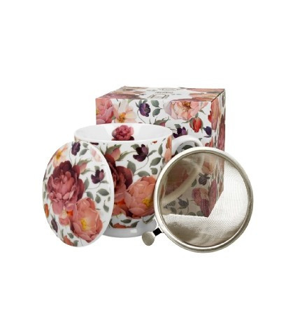 family bögre szűrős porcelán 510ml virág - rózsa