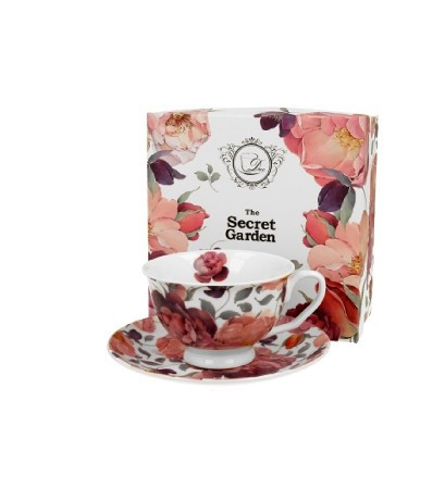 family csésze+alj porcelán 250ml virág -rózsa