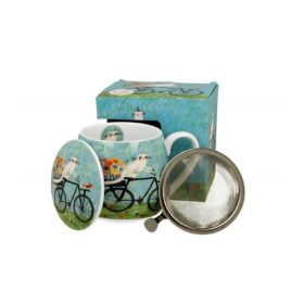 Family bögre hordós szűrős 430ml macskás - bicikli