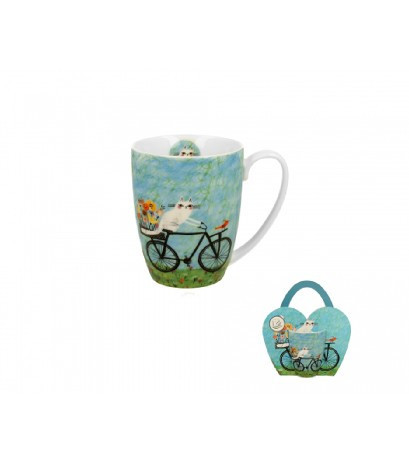 family bögre porcelán 360ml macskás - bicikli