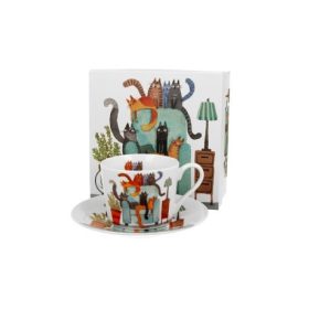 Family csésze+alj szett 1 személyes 230ml macskás - fotel