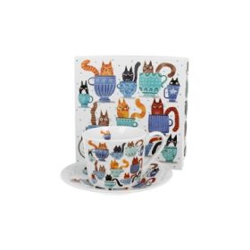   Family csésze+alj szett 1 személyes 230ml macskás - csésze